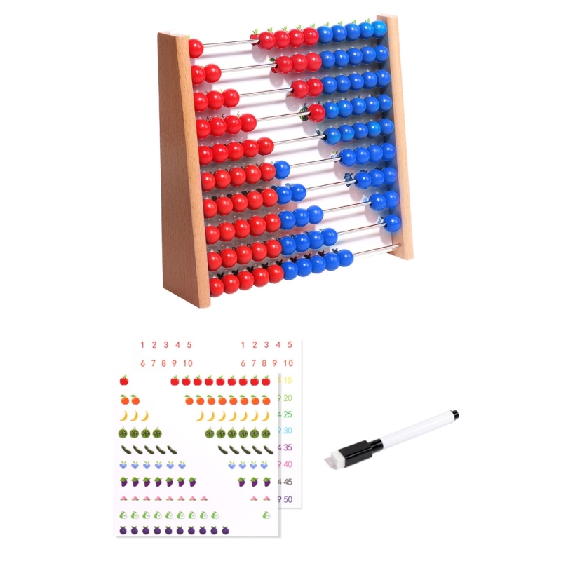 Wooden Abacus with Red and Blu - Abacus Counting Bead 评论和价格