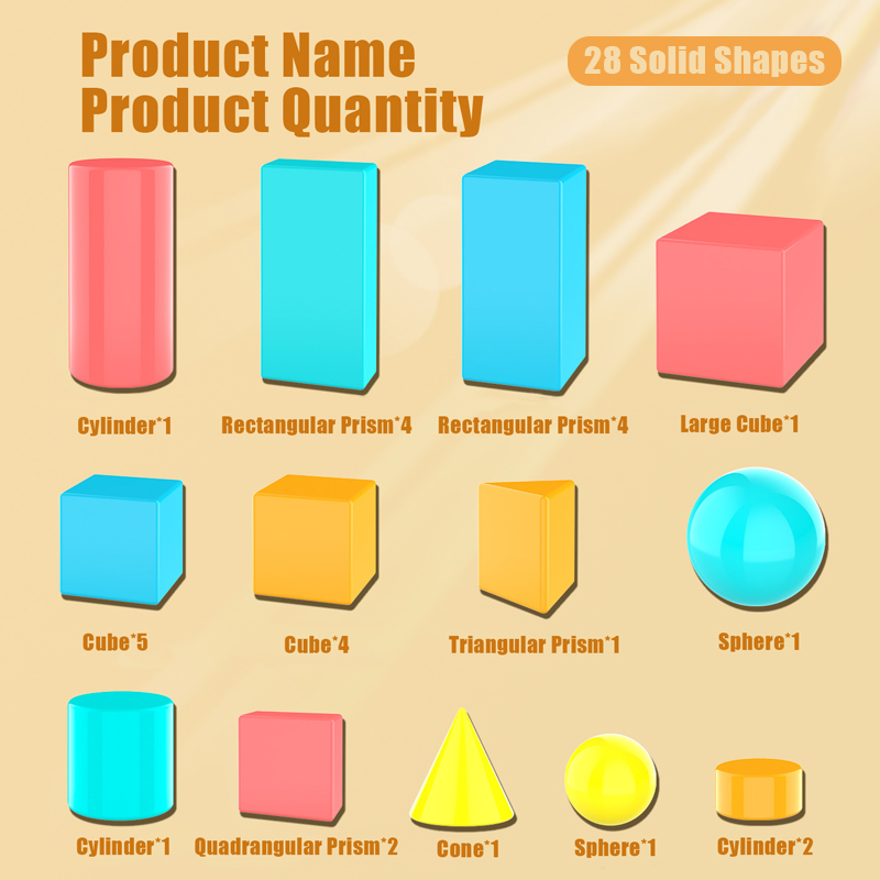 28/36PCS  3D Shapes Geometric  - Math Manipulative Set 评论和价格