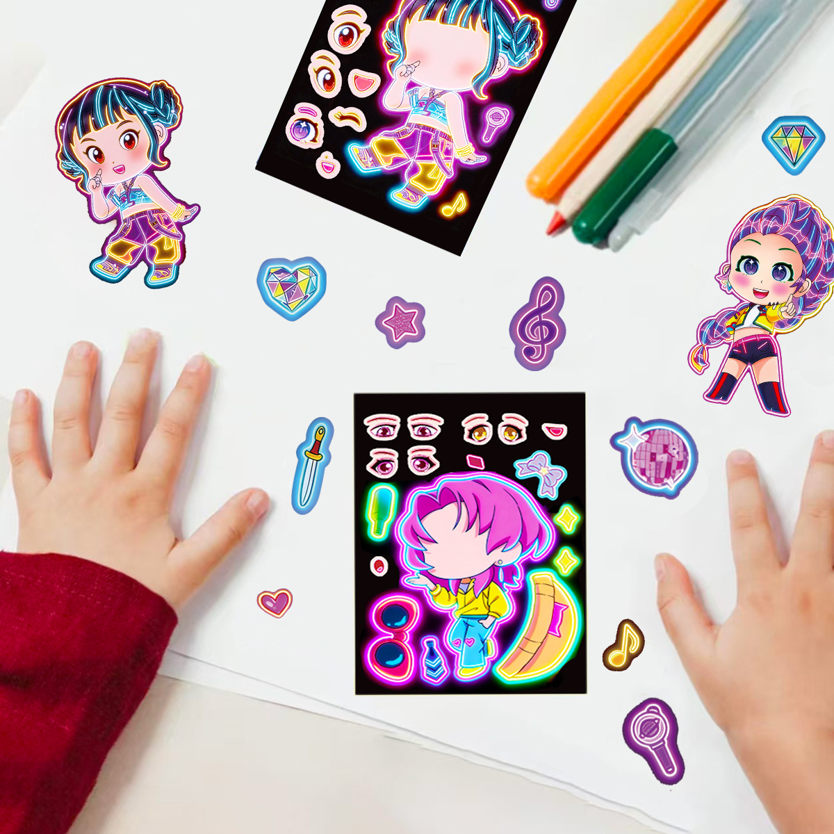 8pcs Funny Girls Stickers Toys - Kids Education Music 评论和价格