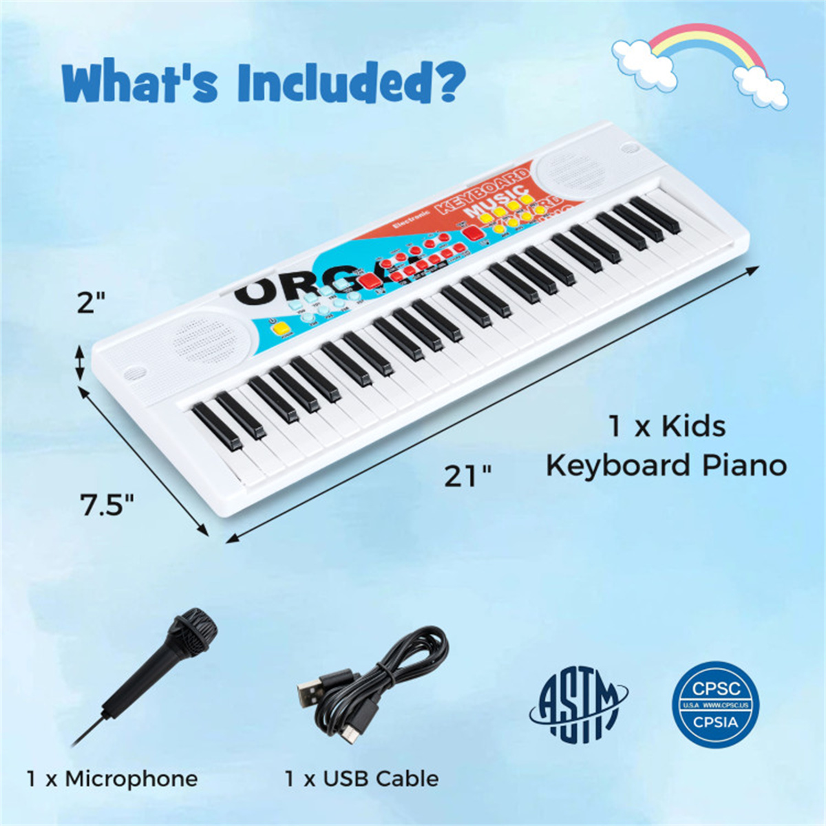 49 Keys Kids Electronic Keyboa - Kids Education Music 评论和价格
